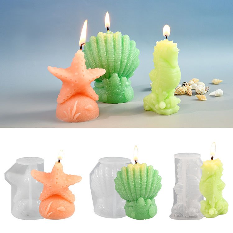 YS 3D Starfish Shell Seahorse Silicone Mold DIY Marine Animal Aromatherapy Soap Gypsum Resin Making Tool Cake Decoration Tool