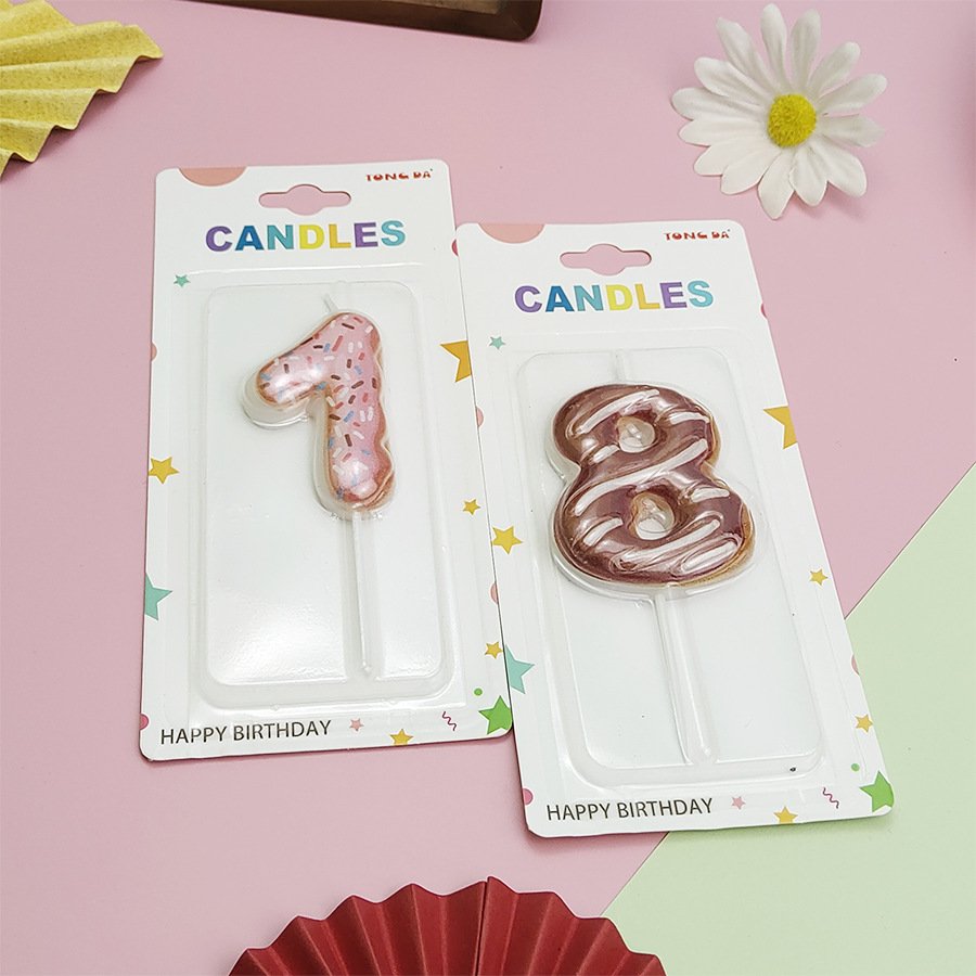 Donut number birthday cake candles Chocolate Macaron candles numbers 0-9 cake decorating supplies cake topper