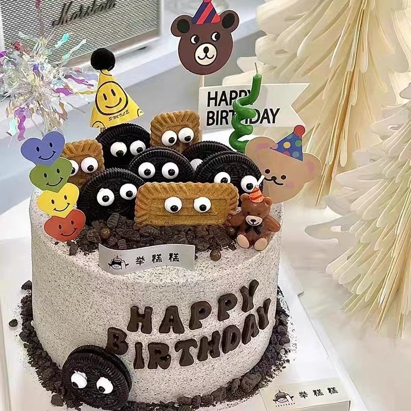 Happy Birthday Cake Topper Korean Style Small Paper Hats Cake Topper Decoration
