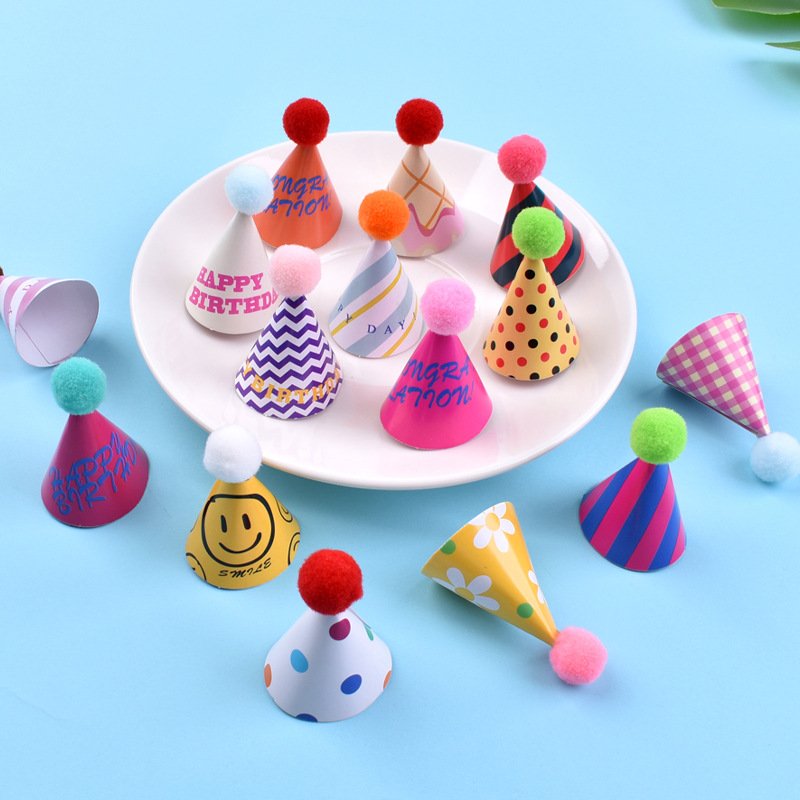 Happy Birthday Cake Topper Korean Style Small Paper Hats Cake Topper Decoration