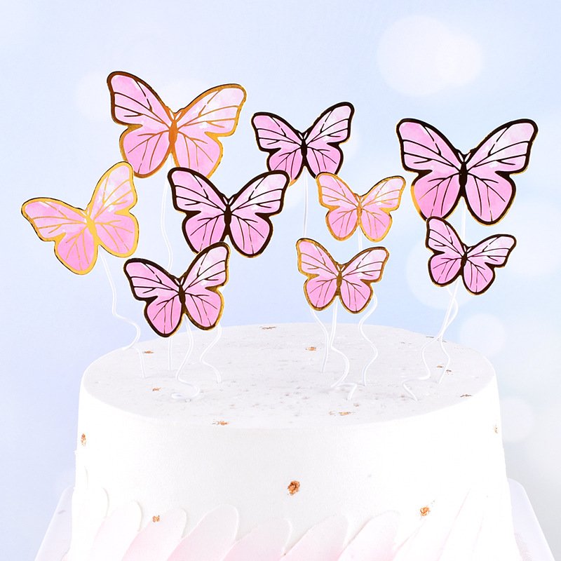 10pcs Cake Decoration Topper Butterfly Set Insert Birthday Cake Baking Insert Cake Decoration topper