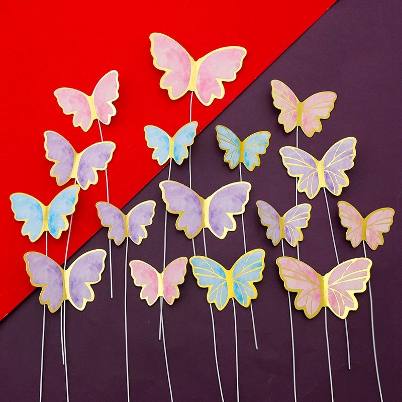 10pcs Cake Decoration Topper Butterfly Set Insert Birthday Cake Baking Insert Cake Decoration topper