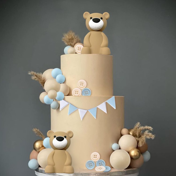 3D Bear Balls Cake Toppers for Birthday Baby Shower Party Decorations