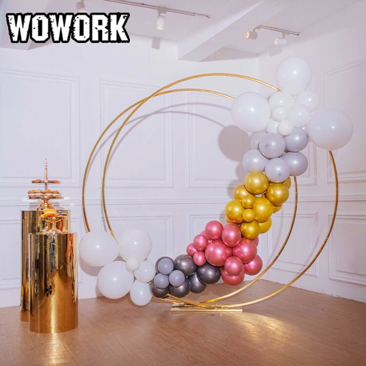 2024 WOWORK fushun new festive & party supplies stage decoration backdrop golden wedding backdrop stand metal for events