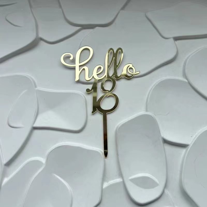 Acrylic birthday decoration hello 18 21 30 40 50 60 digital dessert table decoration cake decor topper