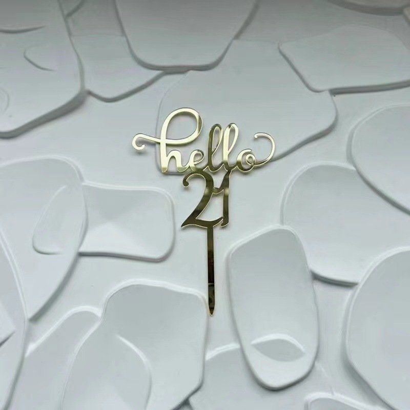 Acrylic birthday decoration hello 18 21 30 40 50 60 digital dessert table decoration cake decor topper