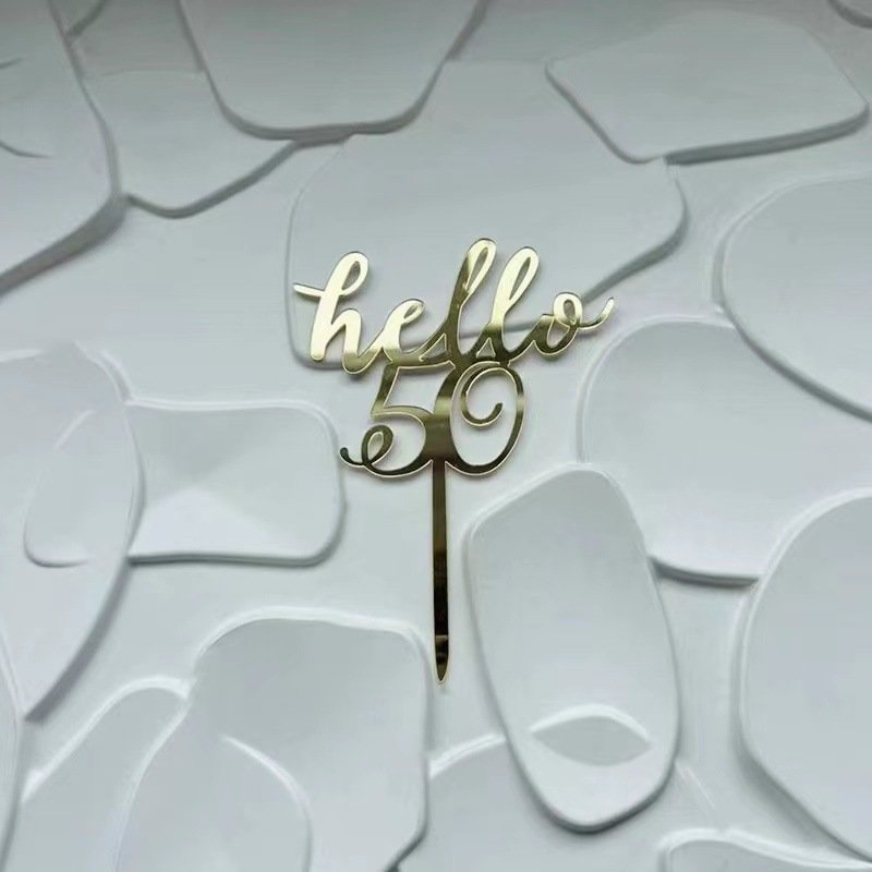 Acrylic birthday decoration hello 18 21 30 40 50 60 digital dessert table decoration cake decor topper