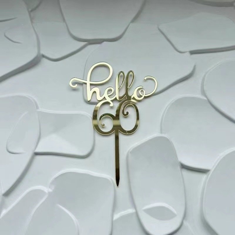 Acrylic birthday decoration hello 18 21 30 40 50 60 digital dessert table decoration cake decor topper