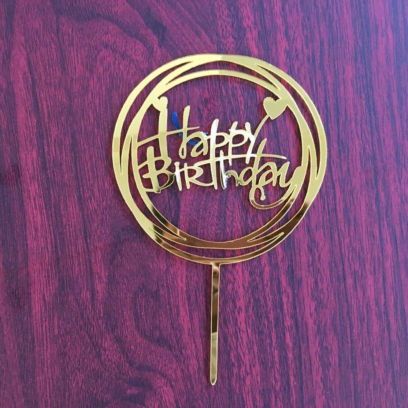 Hot Party Baking Supplies Birthday Cake Decoration Round Square Cupcake Plugin Gold Silver Happy Birthday Acrylic Cake Toppers