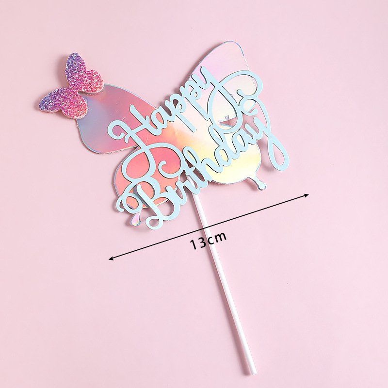Babyshower rainbow color DIY butterflies for cake birthday party children favors gradient butterflies decor cake accessories