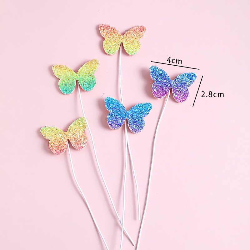 Babyshower rainbow color DIY butterflies for cake birthday party children favors gradient butterflies decor cake accessories