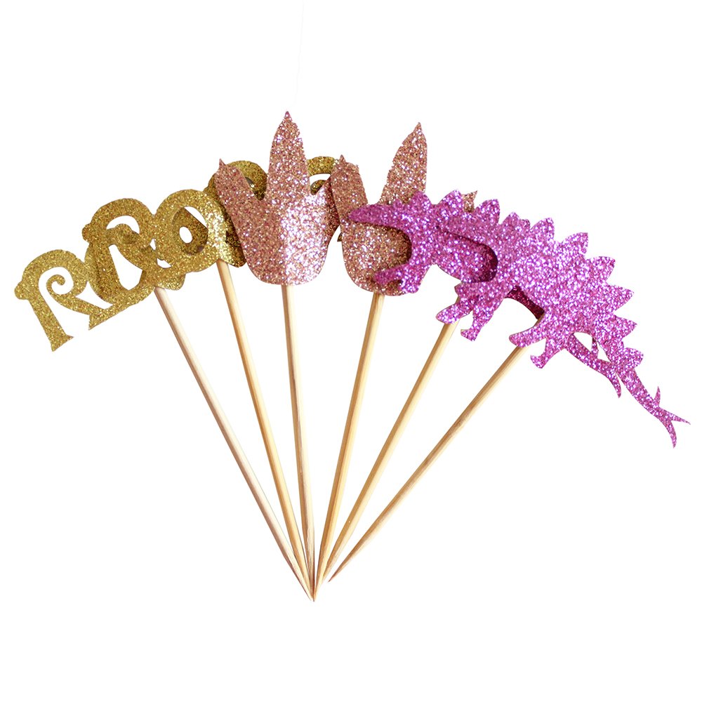 12 PCS Dinosaur Cupcake Topper Baby Boy Birthday Party Supplies Baby Shower Decoration Cake Topper