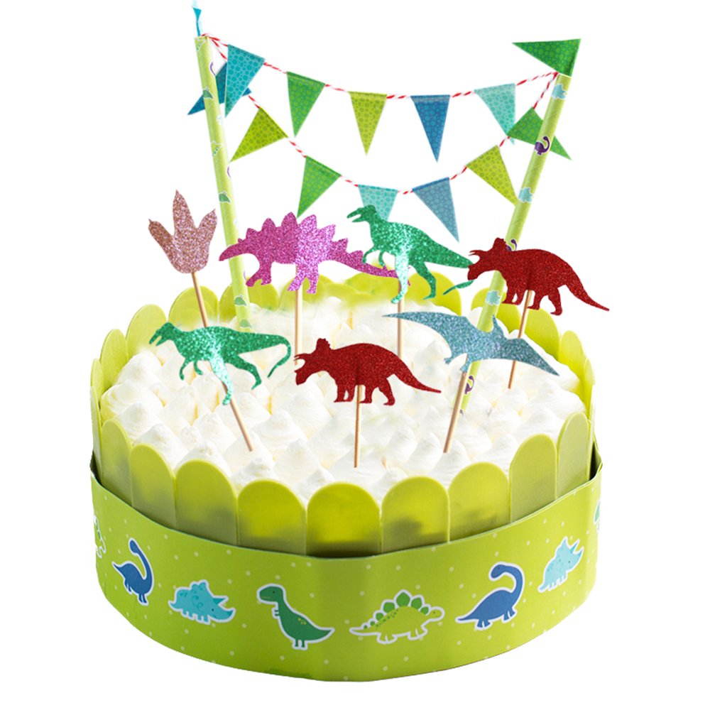 12 PCS Dinosaur Cupcake Topper Baby Boy Birthday Party Supplies Baby Shower Decoration Cake Topper