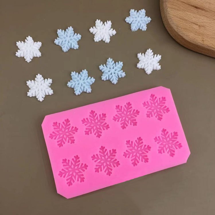 YS 5 Kinds Christmas Snowflake Shape Silicone Cake Mold Fondant Sugar Cookies Decoration Tools New Year Winter Baking Mould Tool
