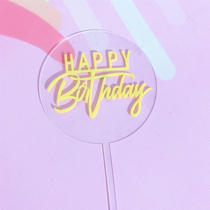 Happy Birthday Cake Topper Supplies Round Acrylic Baking Cake Insert Decor Cupcake wedding Birthday Party Decoration Cake Top Fl