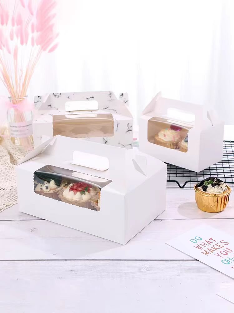 Cake Boxes 15.6*15.6*10 CM White Bakery Boxes with Window for Cakes Pastries Cookies Pie Cupcakes