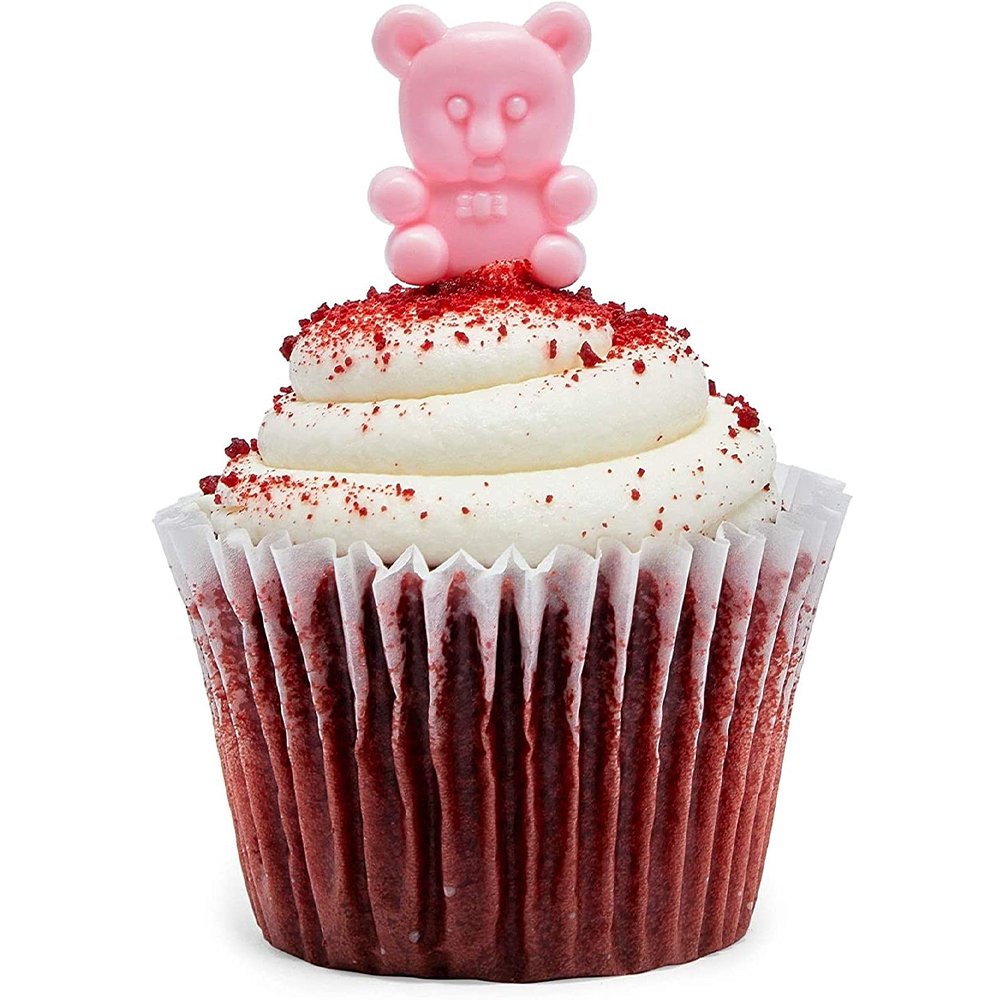 Wholesale Plastic Blue Pink Teddy Bear Cupcake Toppers Kid Birthday Party Cake Baby Shower Decorations Supplies Tools