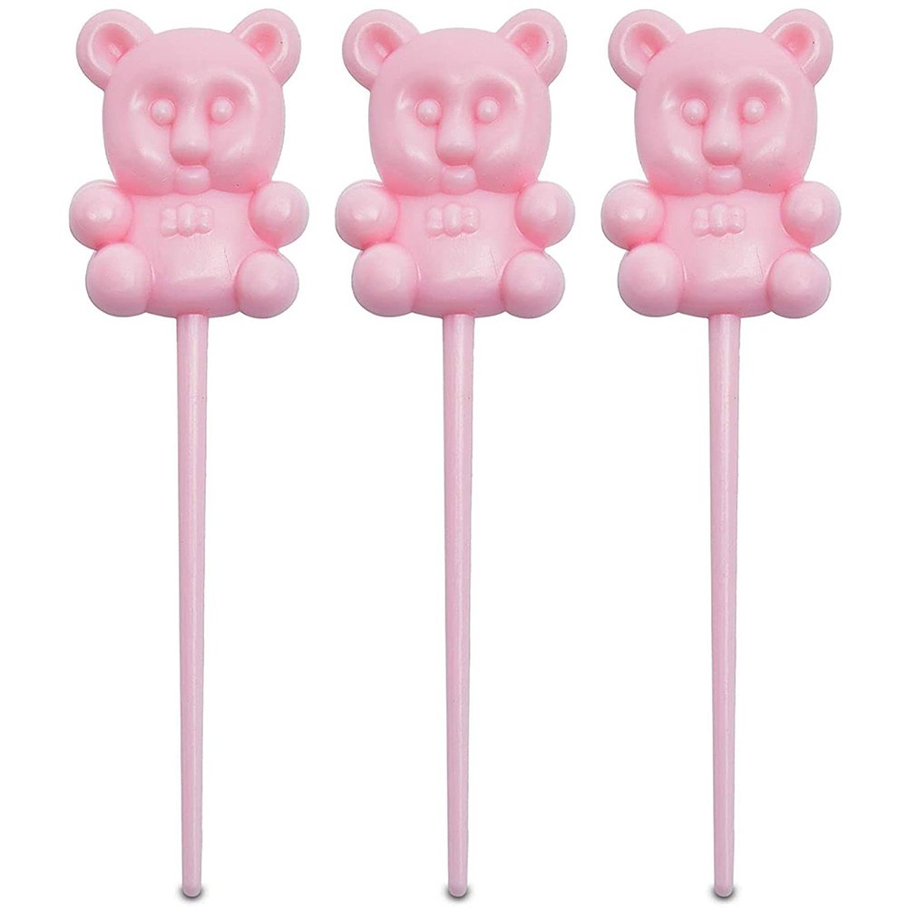 Wholesale Plastic Blue Pink Teddy Bear Cupcake Toppers Kid Birthday Party Cake Baby Shower Decorations Supplies Tools
