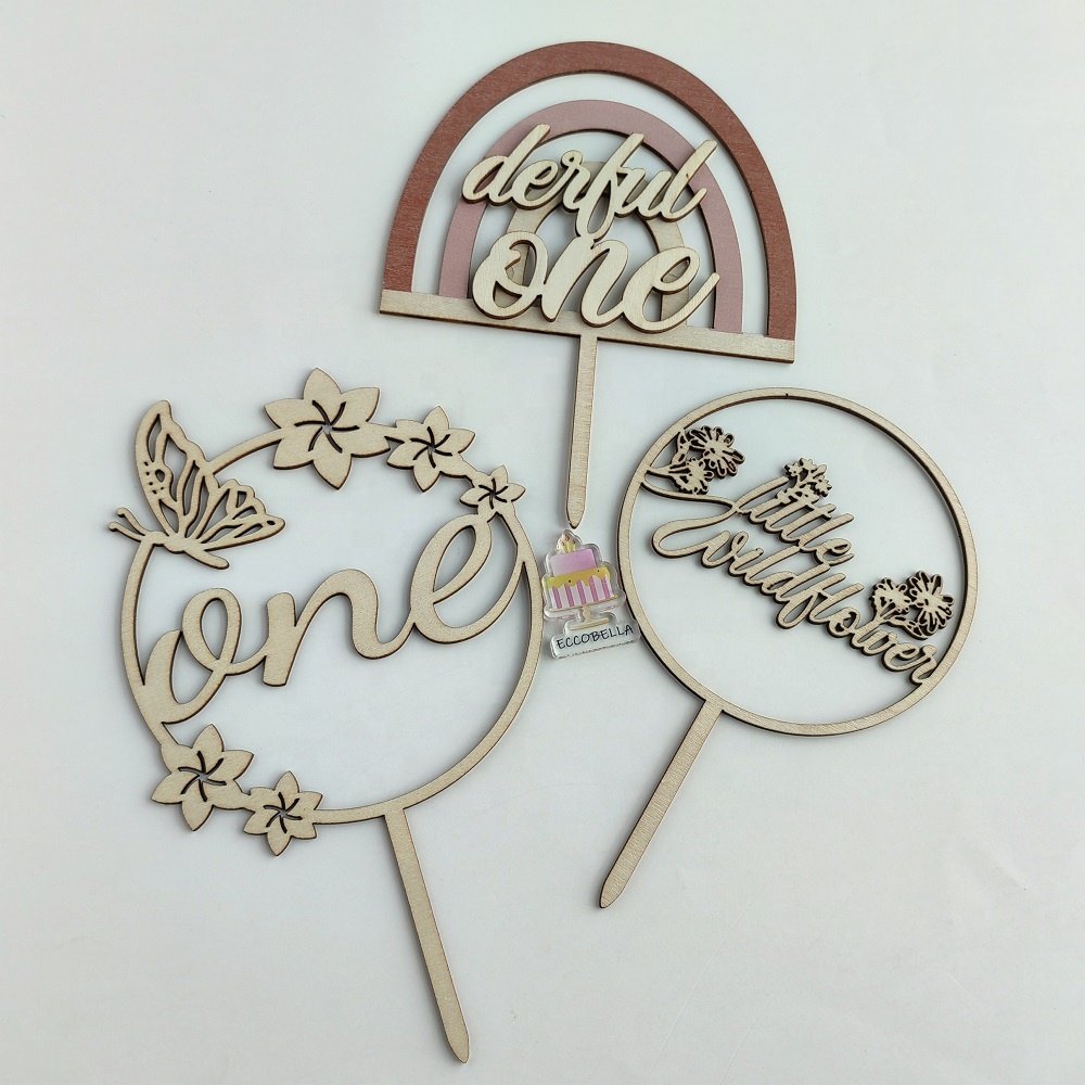 wood Cake Topper number one for Baking Decorative cake Accessories Premium Quality Cake Decoration party supplies