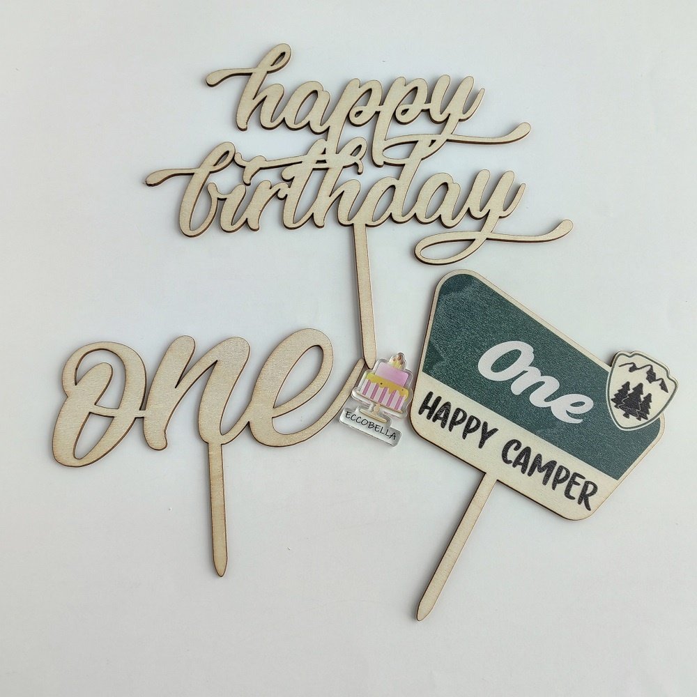wood Cake Topper number one for Baking Decorative cake Accessories Premium Quality Cake Decoration party supplies