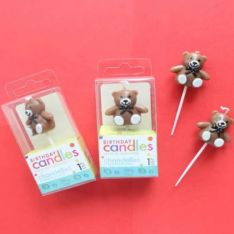 Hot Selling Cute Brown Bear Cartoon Birthday Cake Candle Popular Parties Holidays Decorative Animal Decorating Supplies
