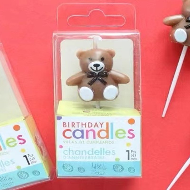 Hot Selling Cute Brown Bear Cartoon Birthday Cake Candle Popular Parties Holidays Decorative Animal Decorating Supplies