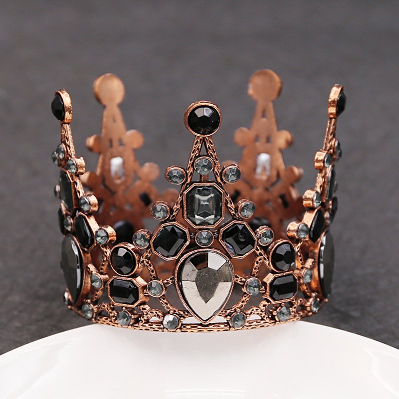 Cake baking children vintage crown bridal jewelry birthday decoration ornaments round rhinestone tiara factory crowns and tiaras
