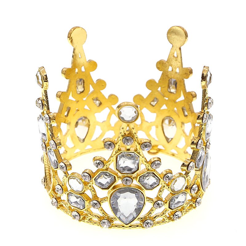 Cake baking children vintage crown bridal jewelry birthday decoration ornaments round rhinestone tiara factory crowns and tiaras