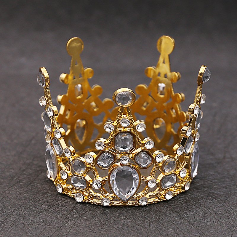 Cake baking children vintage crown bridal jewelry birthday decoration ornaments round rhinestone tiara factory crowns and tiaras