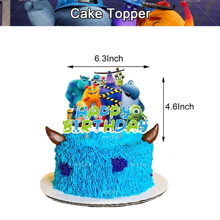 Monster-Inc Party Decorations Kids Birthday Party Supplies For Monsters University Party Include Banner Cupcake Topper X6177