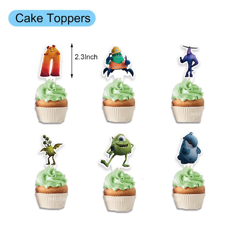 Monster-Inc Party Decorations Kids Birthday Party Supplies For Monsters University Party Include Banner Cupcake Topper X6177