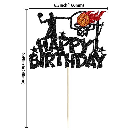 Happy Birthday Party Decorations with Basketball Happy Birthday Cake Topper for Sports Theme Baby Shower Party Decorations