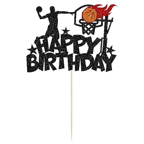 Happy Birthday Party Decorations with Basketball Happy Birthday Cake Topper for Sports Theme Baby Shower Party Decorations