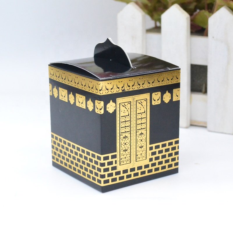 Mecca pilgrimage Kaaba design die cutting and gold foil Hajj favor box for Muslin festival supply