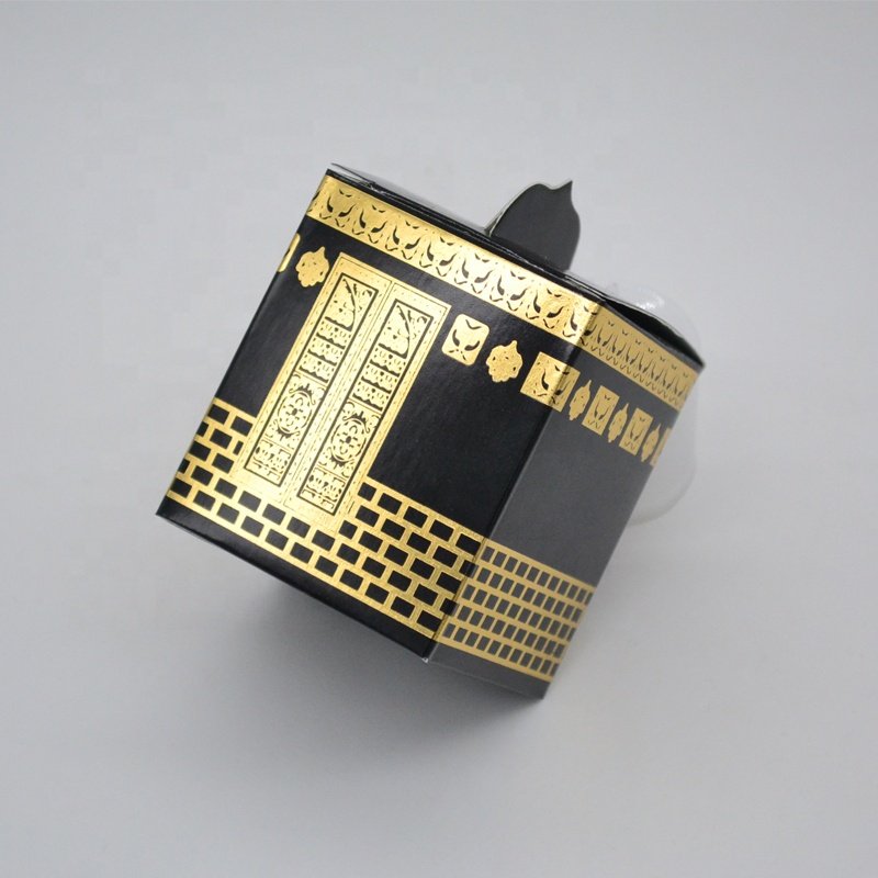Mecca pilgrimage Kaaba design die cutting and gold foil Hajj favor box for Muslin festival supply
