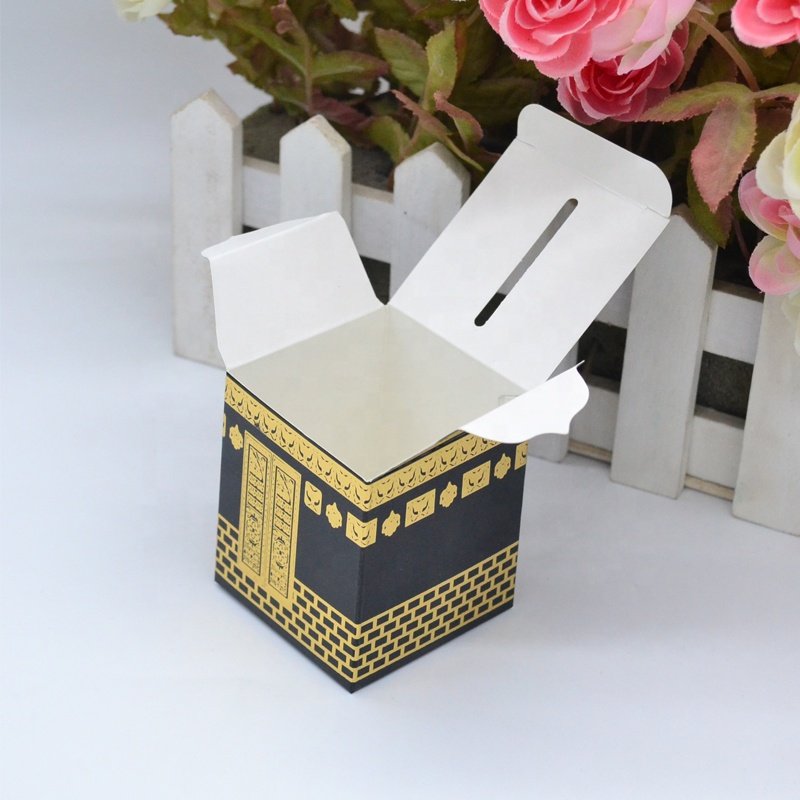 Mecca pilgrimage Kaaba design die cutting and gold foil Hajj favor box for Muslin festival supply