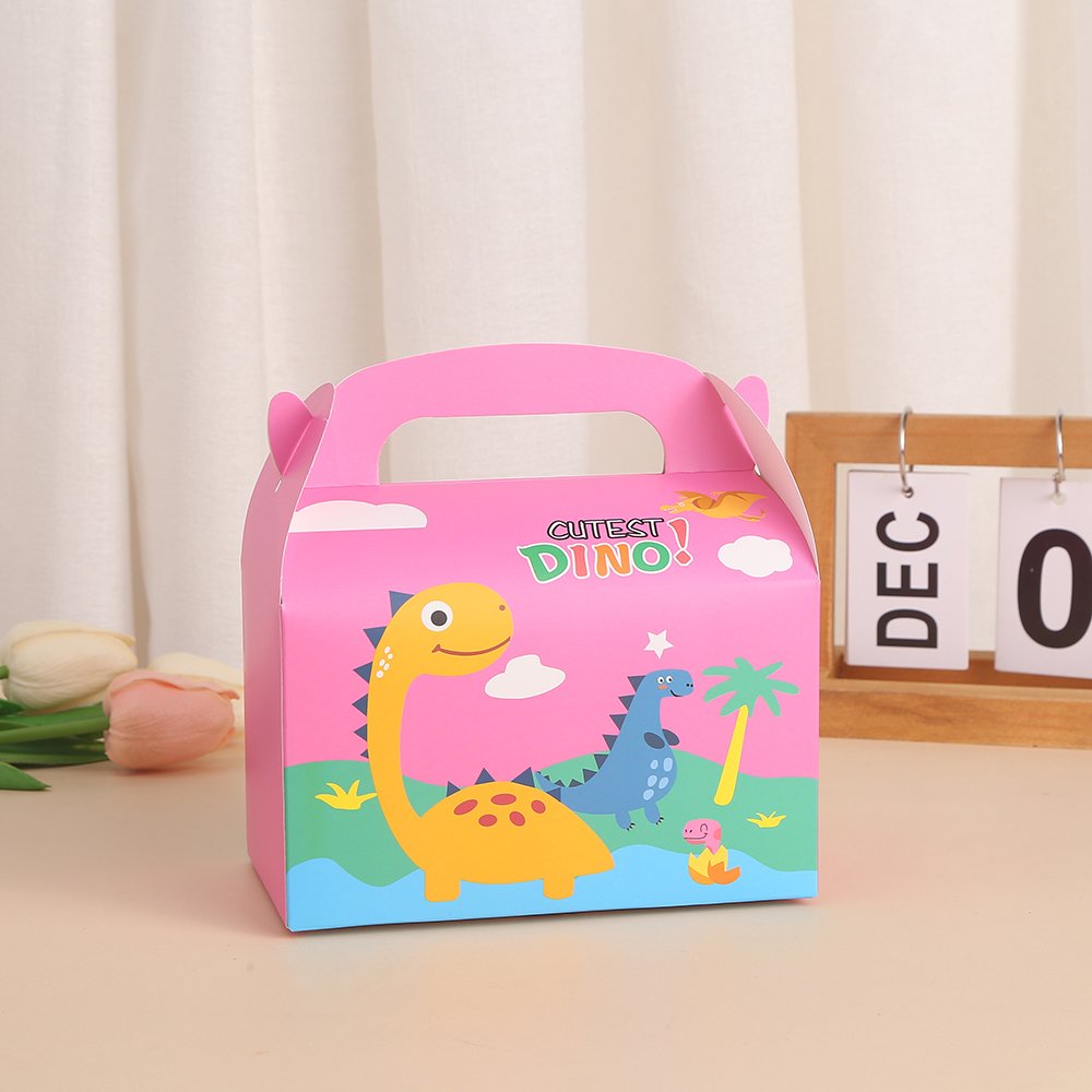 Cartoon Dinosaur Paper Handle Candy Sweet Treat Chocolate Gift Packaging Box for Kids Birthday Party Decoration Supply