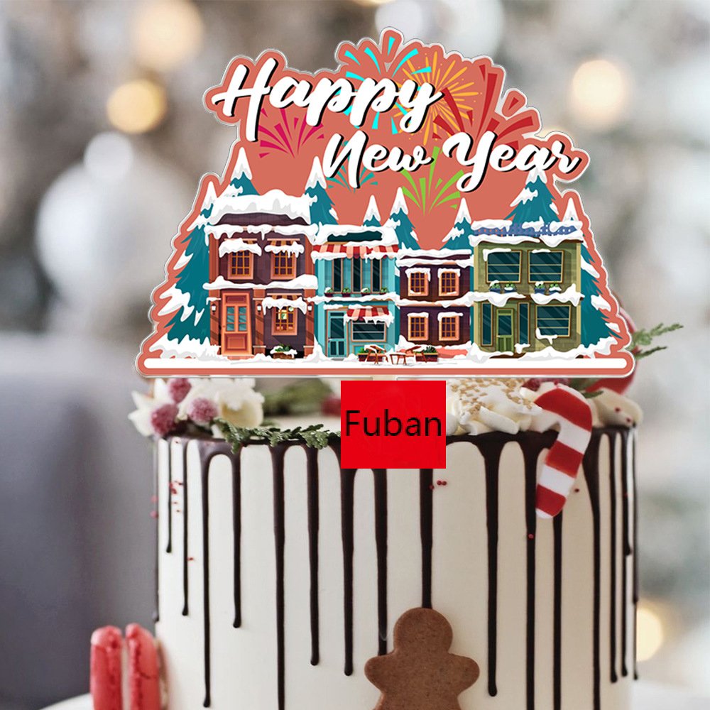 Custom Acrylic Cake Decorating Supplies-Merry Christmas Happy New Years Baking Cake Topper Party Thanksgiving Halloween