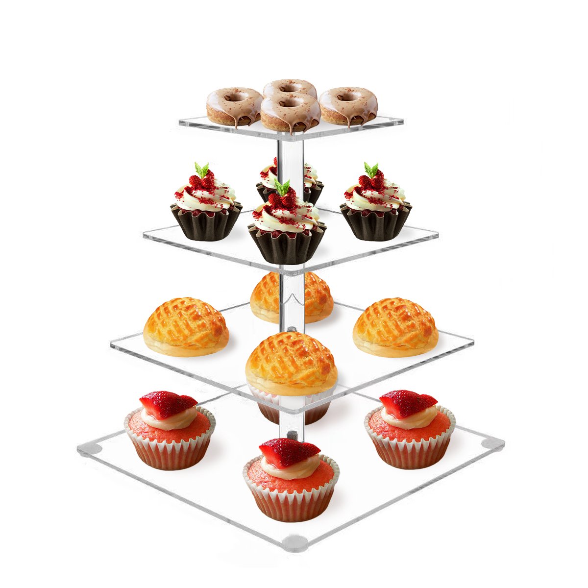 Square Acrylic Cupcake Tower Stand for Dessert Pastry Serving Party Decor and Candy Bar Supply Cake Decorating Supply