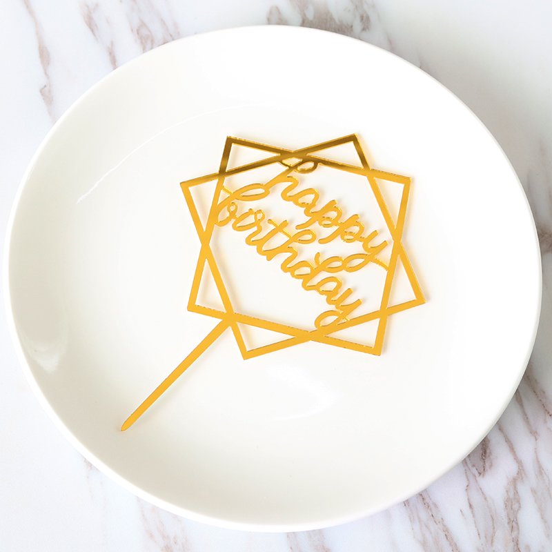 10pcs Cheap Beautiful Gold Style Acrylic Cake Topper Geometry Round Letter Cake Toppers Happy Birthday Wedding Party Cupcake