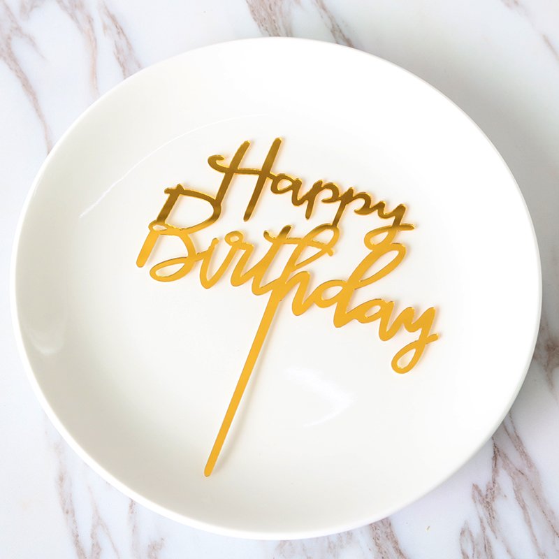 10pcs Cheap Beautiful Gold Style Acrylic Cake Topper Geometry Round Letter Cake Toppers Happy Birthday Wedding Party Cupcake