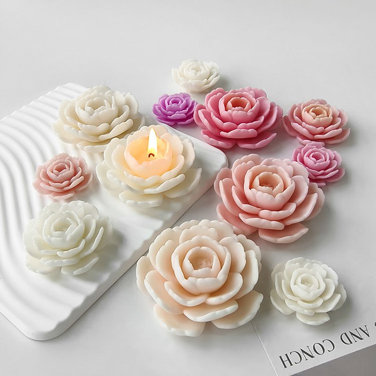 YS Camellia Flower Silicone Candle Mold Gypsum Resin Ornaments Crystal Decorations Casting Mould DIY Aromatherapy Candle Making