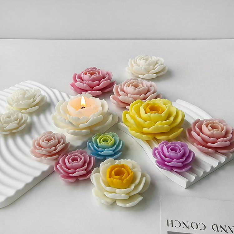 YS Camellia Flower Silicone Candle Mold Gypsum Resin Ornaments Crystal Decorations Casting Mould DIY Aromatherapy Candle Making