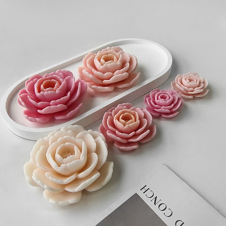 YS Camellia Flower Silicone Candle Mold Gypsum Resin Ornaments Crystal Decorations Casting Mould DIY Aromatherapy Candle Making
