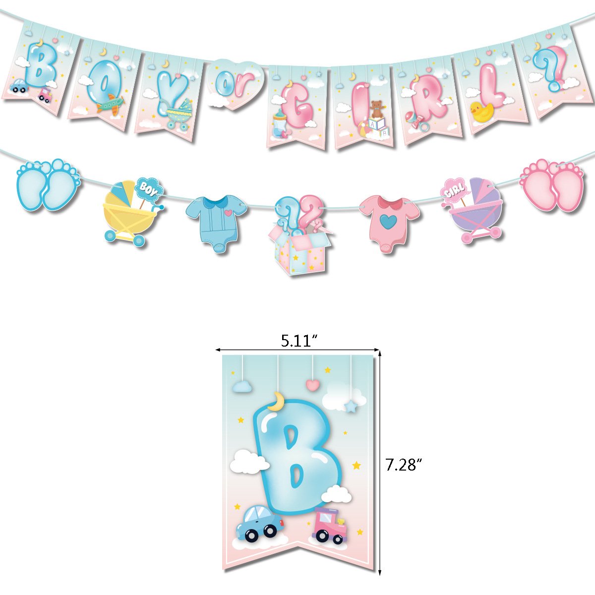 Gender Revealing Theme Party Boys And Girls Tableware Set Paper Cups Banners Tablecloths Plate Balloons