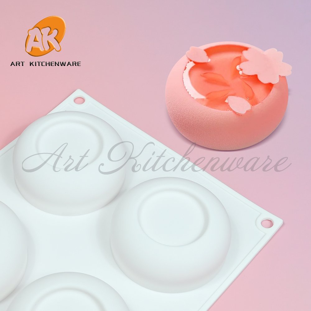 AK 6 Cavity Round Custom 3D Food Silicon Mousse Cake Molds Silicone Baking Chocolate Candle Mould Cake Decorating Tools MC-587