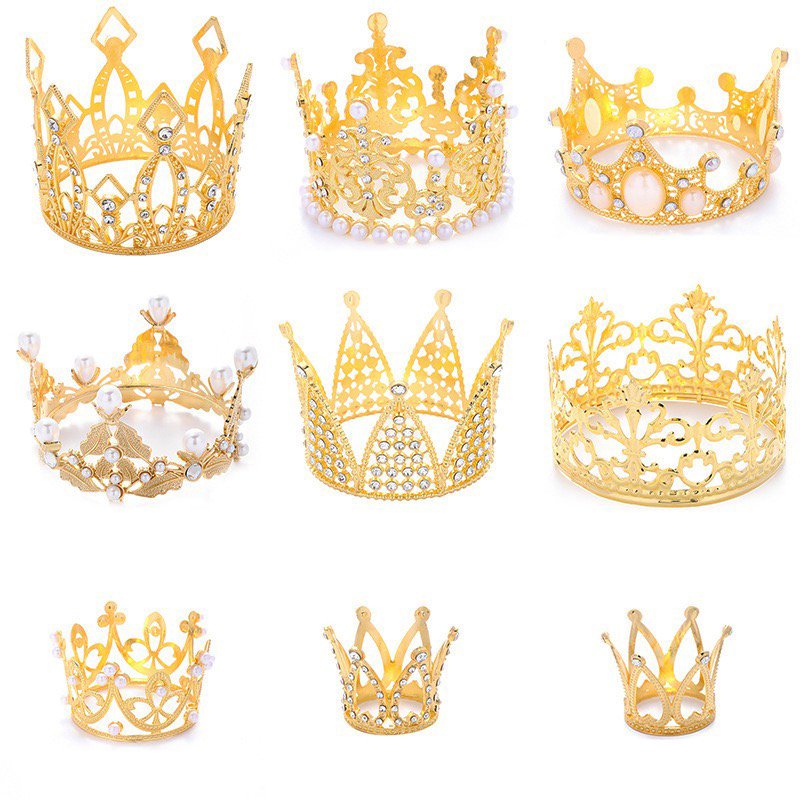Mini Crown Rhinestone Tiara Cake Decorating Supplies for Baby Princess Tiny Queen Headpiece with Rhinestone Baby Shower Baking