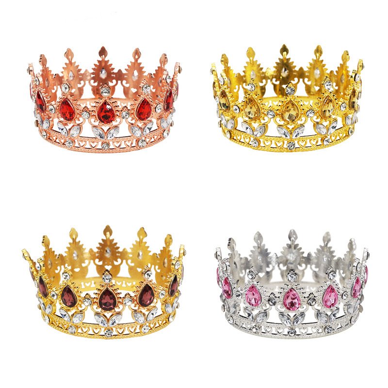 Mini Crown Rhinestone Tiara Cake Decorating Supplies for Baby Princess Tiny Queen Headpiece with Rhinestone Baby Shower Baking