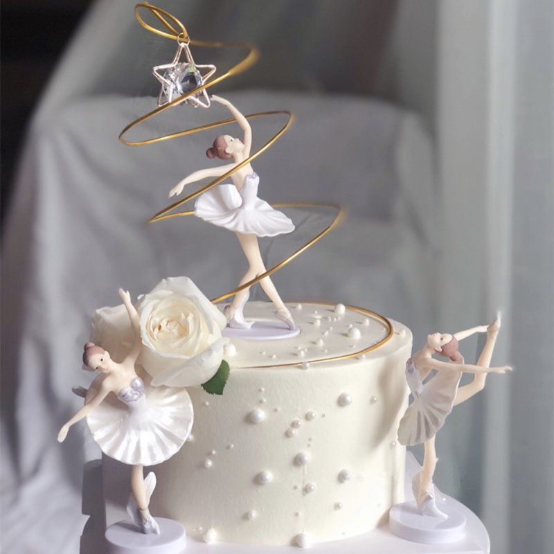 Ballet Girls Cake Topper 3 Pcs Ballerina Cake Decorations For Birthday Ballet Party Supplies