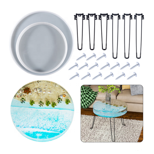 DLR974 Round Tray Molds Silicone Coaster Resin Tray Mold Silicone DIY Mould for Making Table Mat Writing Board Supplies
